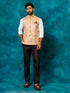 Vastramay Men's Beige Woven Nehru Jacket